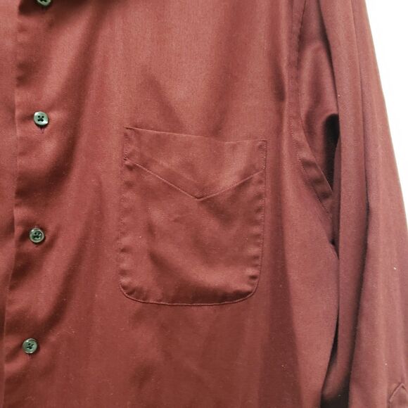Geoffrey Beene Classic Fit Men’s Burgundy Long Sleeve Button-Down Shirt 16.5 POE - Picture 4 of 9